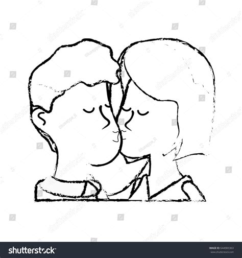 Figure Cute Couple Kissing Romantic Scene Stock Vector Royalty Free