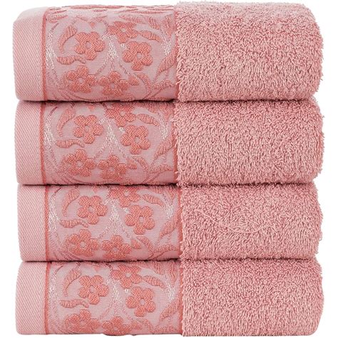 Hygge Fine Cotton Turkish Towels For Bath Bathroom Hand Towels Pack Of 4 Pink
