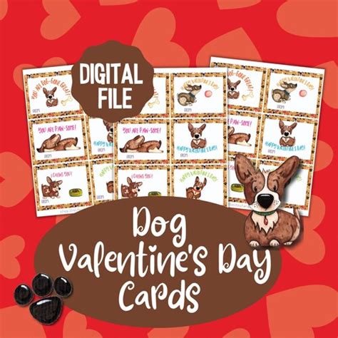 Dog Valentine Cards Classroom Valentines Puppy Valentine Etsy