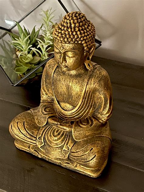 9 Golden Meditating Buddha Sacred Buddha Statue Artifacts Etsy