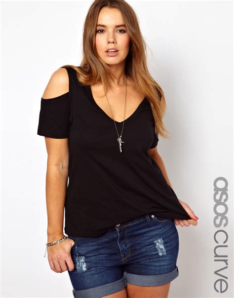 Asos Top With Cold Shoulder In Black Lyst