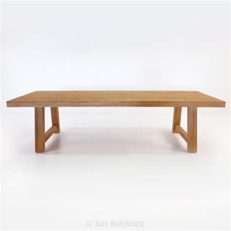 Blok Reclaimed Teak Outdoor Dining Table Side View Outdoor Dining