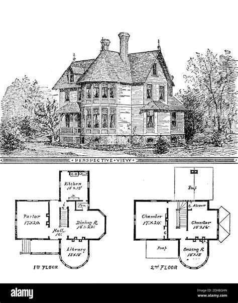 Gothic Cottage Architectural Plan And Layout From Godeys Ladys Book