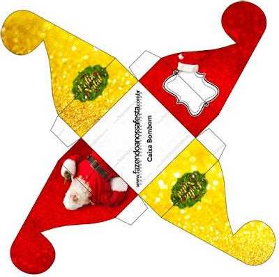 Santa Claus En Rojo Y Dorado Cajas Para Imprimir Gratis Ideas Y