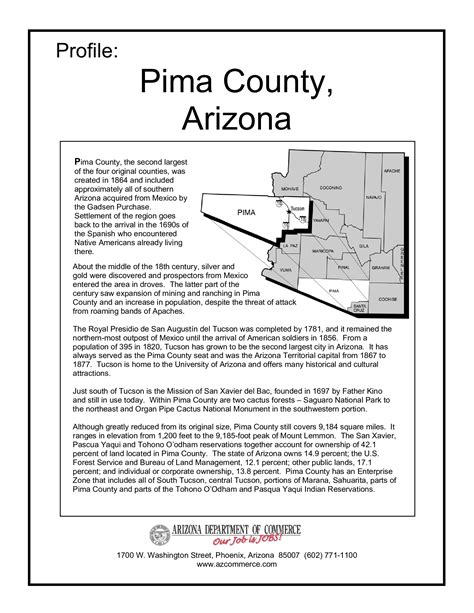 Arizona County Profiles Pima County 2004 Arizona Memory Project