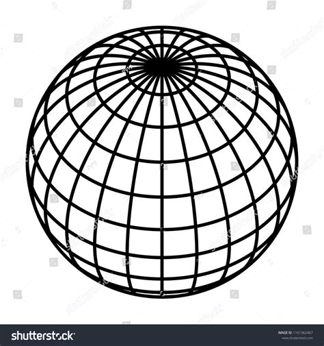 Earth Planet Globe Grid Black Thick Stock Vector Royalty Free