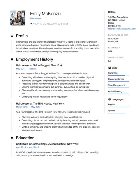 full guide hairdresser resume [ 12 samples ] pdf 2019