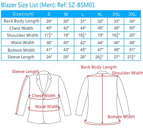 Suit Jacket Measurement Chart