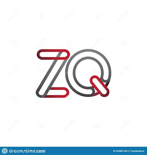 Initial Logo Letter Zq Linked Outline Red And Grey Colored Rounded