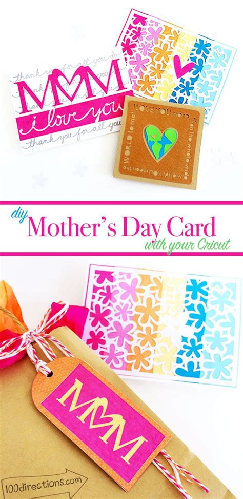 String a pink ribbon through, and add a tag. Easy Mother's Day Cards to Make with Your Cricut - 100 ...