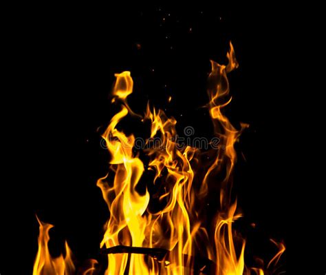 Flame Fire On Black Background Stock Photo Image Of Bonfire Fire