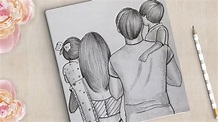 Traditional Family Drawing Very Easy | How to Draw a Family Picture ...