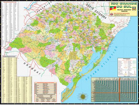 Mapa Estado Rio Grande do Sul Político e Rodoviário LojaApoio