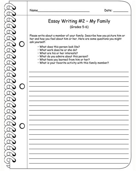 Writing Worksheet For 6th Graders