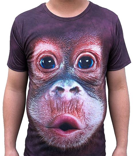 Funny Monkey Face Brown T Shirt Ape Orangutan Chimp Festival Licensed