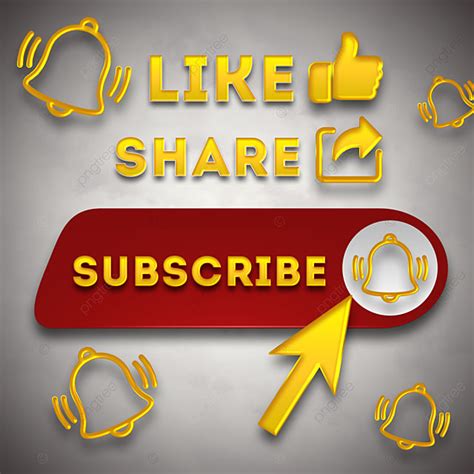 3d Youtube Subscribe Button Share And Like Subscribe Share Bell Png