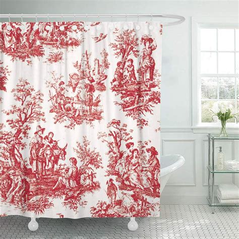 Cynlon Toile Red French Country Vintage Custom Trending Bathroom Decor