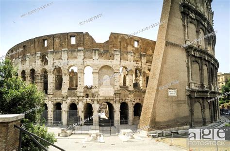 The Colosseum In Rome Frontal View Stock Photo Picture And Low