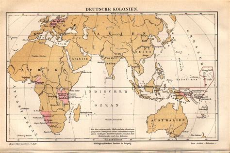 Ca 1890 World German Colonies Africa Oceania Europe Antique Map Ebay