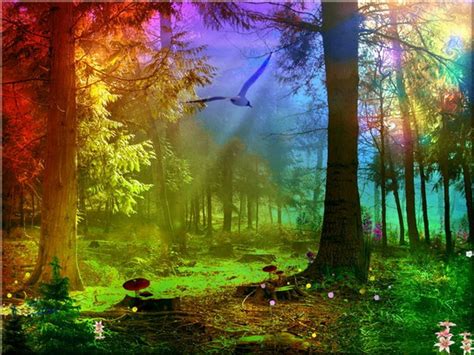 Free Download 3d Abstract Rainbow Forest Abstract Fantasy Hd Desktop
