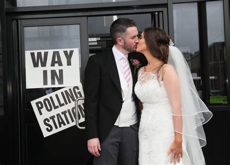 General Election Candidate Gets Married Then Votes In Her Wedding Dress