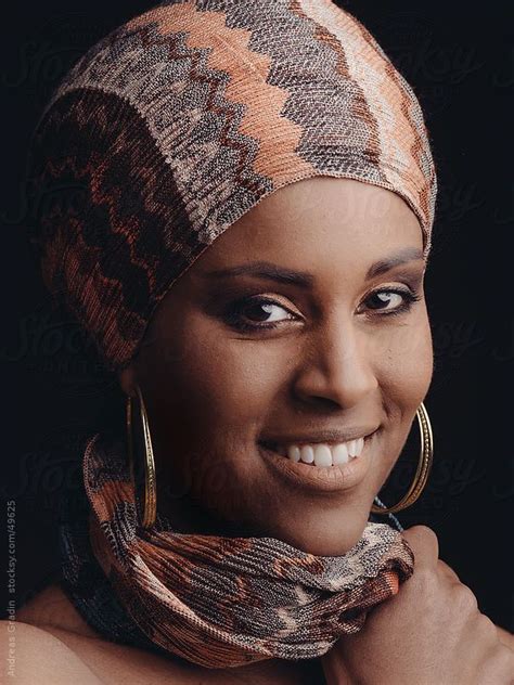 Beautiful African Woman Wearing A Traditional Headwrap Beautiful