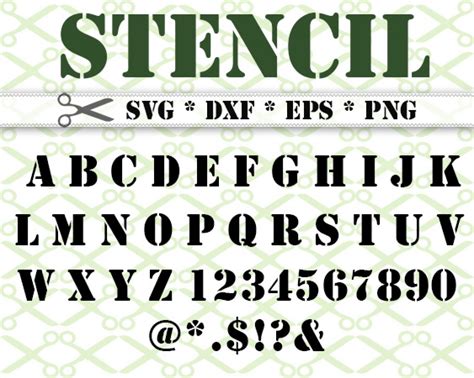 Digital Prints Stencil Font Monogram Svg Alphabet Svg Army Font Svg