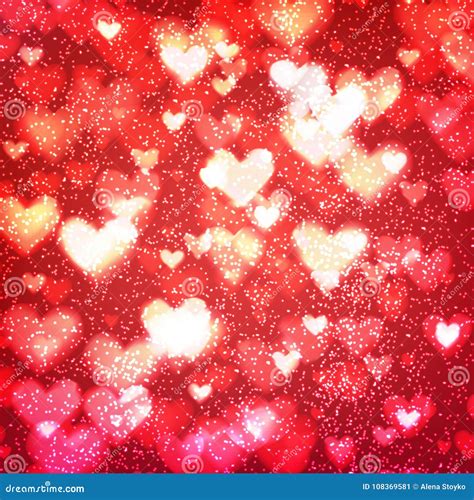 Abstract Background With Hearts And Bokeh Lights Stock Vector