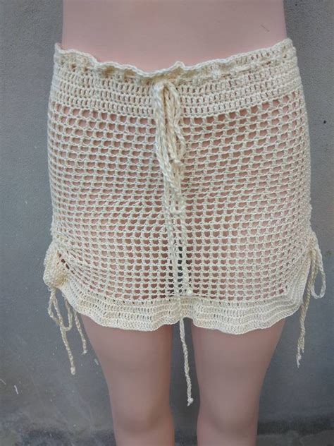 crochet mini skirt drawstring crochet mini skirt cover up etsy