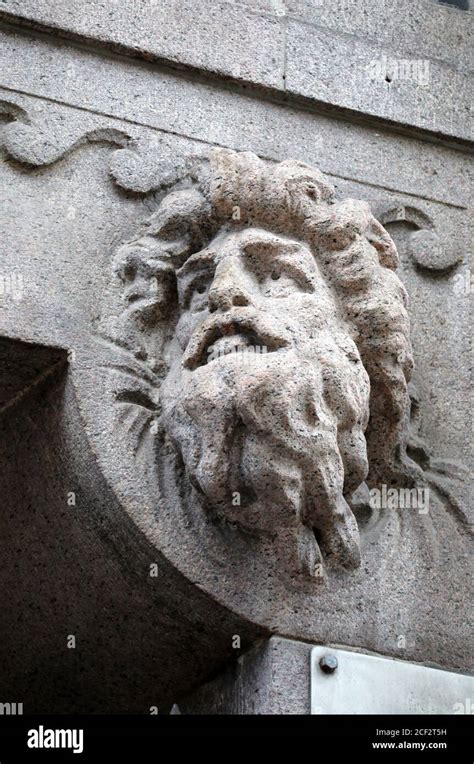 Iconic Neptune Sculpture On The Entrance To Holbrohus In Copenhagen