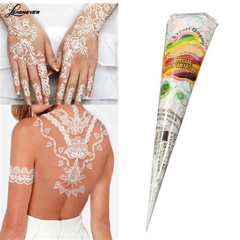 Natural Herbal Henna Cones Temporary Tattoo Kit White Body Art Paint