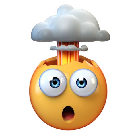 Mind Blown Emoji Exploding Head Emoticon On White Background 3d Rendering Image