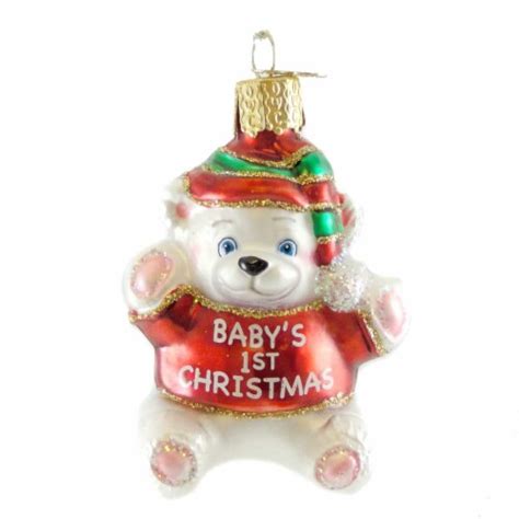 Old World Christmas Babys 1st Christmas Glass Ornament Bear 1st