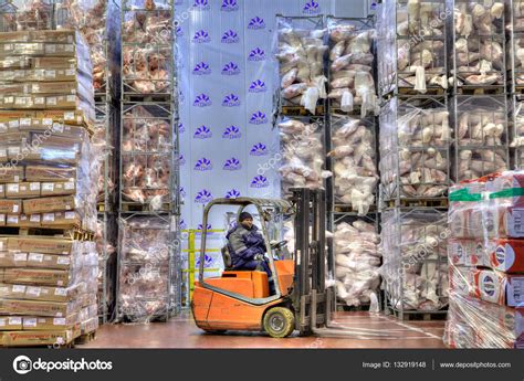 Warehouse With A Portion Of Frozen Meat Cold Store Stock Editorial