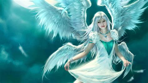 Anime Girl Angel In Blue Sky Background Hd Angel Wallpapers Hd