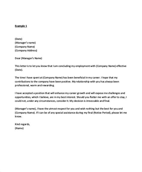 Resignation Letter For Restaurant Manager Sample Resignation Letter