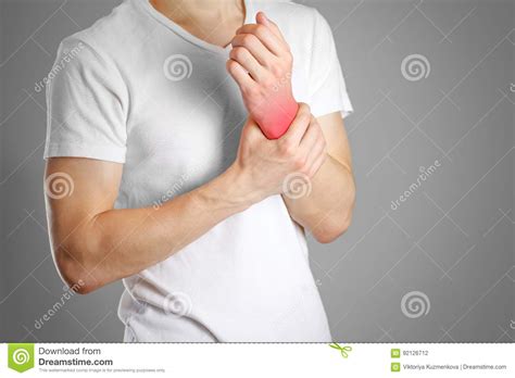 A Man Holds By The Wrist The Pain In My Arm Stock Photo Image Of