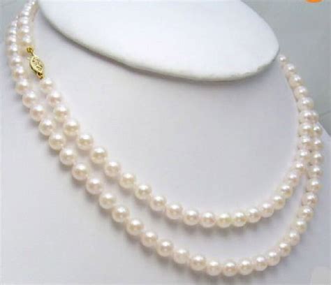 Beautiful 6 7mm White Natural Akoya Pearl Necklace 36 Inch 14k Pn1104