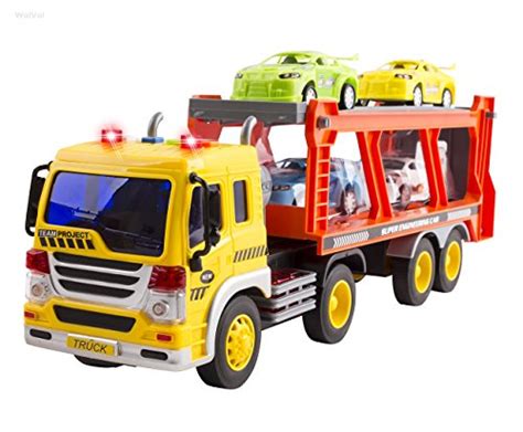 Wolvol Friction Powered Transport Car Carrier Truck Toy For Boys And