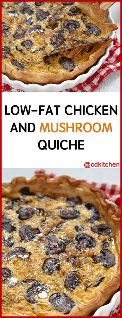 With recipes for every meal of the day, and even a sweet treat or two, these recipes to help lower cholesterol will help you build the healthy meals you need to improve your health without sacrificing flavor. Low-Fat Chicken and Mushroom Quiche Recipe | CDKitchen.com