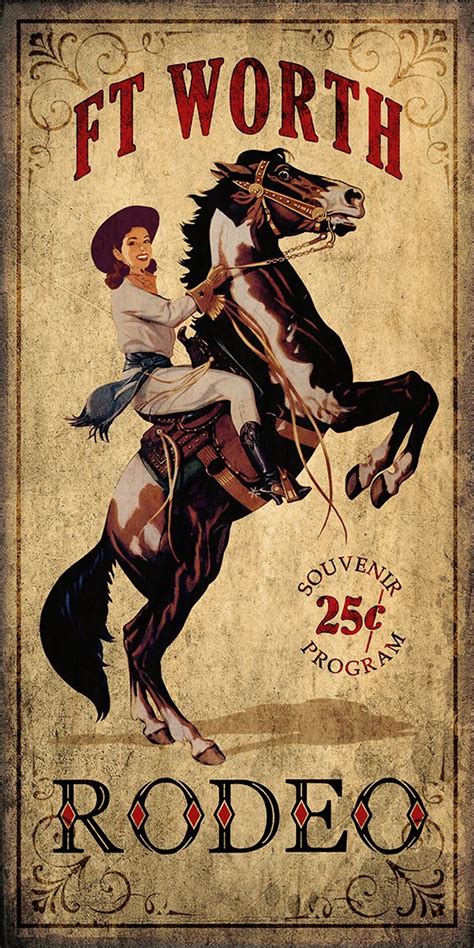 An Old Rodeo Poster With A Cowboy Riding A Horse