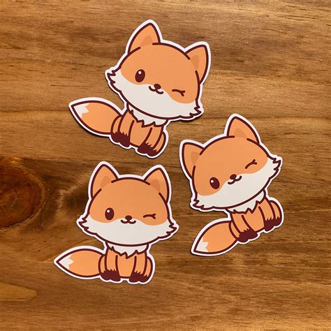 Fox Kawaii Sticker Pack Laptop Sticker Cute Sticker Etsy