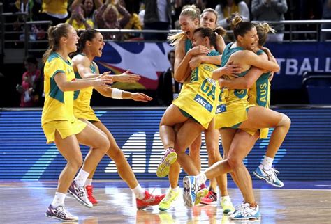 Members Of The Australian Team Celebrate After Winning Their Netball World Cup Final Game