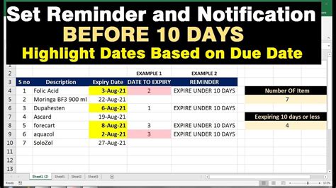 How To Set Set Reminder Alert In Excel Expiration Reminder Excel
