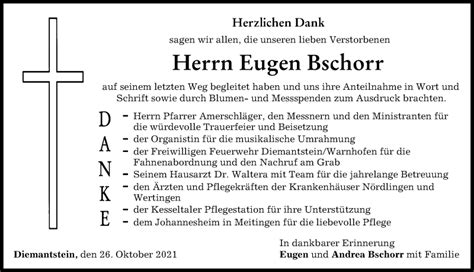 Traueranzeigen Von Eugen Bschorr Augsburger Allgemeine Zeitung