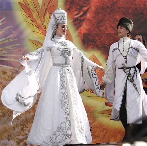 Ossetian Couple Traditional Costume Dancers North Caucasus People