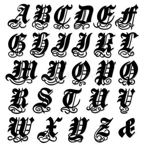 Photo About Complete Uppercase Gothic Alphabet In A Bold Black Doodle