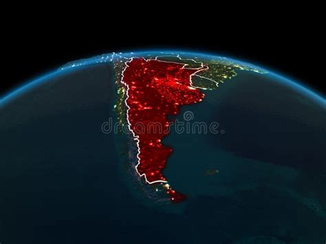 Argentina On Earth At Night Stock Illustration Illustration Of
