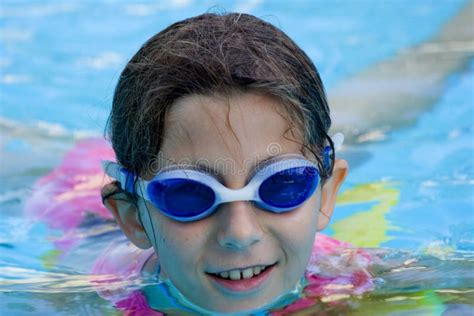 Girl In Pool With Goggles Stock Photo Image Of Close 1651712