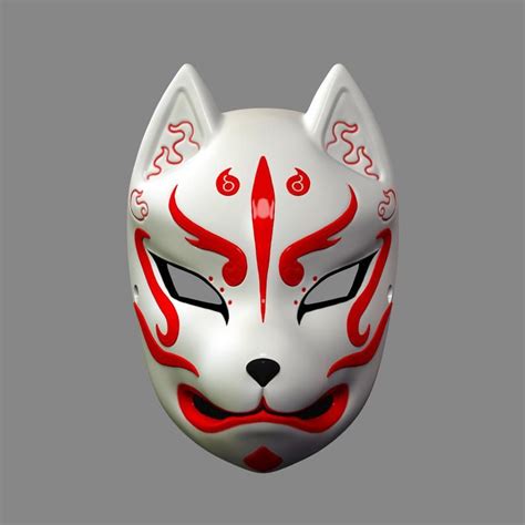 3d Printable Japanese Fox Mask Demon Kitsune Cosplay Stl File Etsy